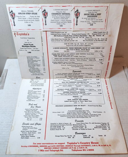 Topinkas Country House - Menu